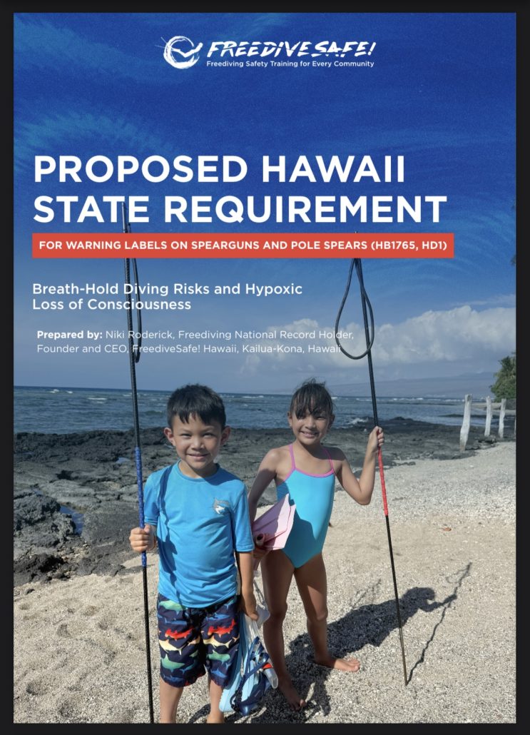 Proposed Hawaii State Legislation for Warning Labels on Spearguns and PoleSpears (HB1765, HD1)